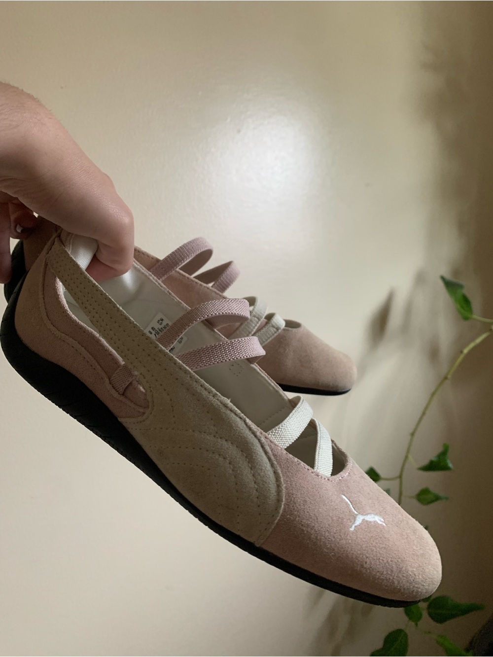 Puma Women's Blush Pink Suede SPEEDCAT Ballet Flats with Double Straps - Picture 2 of 2